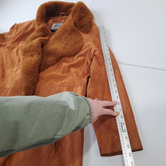Vintage Penny Lane Coat Pelle Studio Wilsons Womens Large Tan Suede Leather Long - Picture 15 of 16